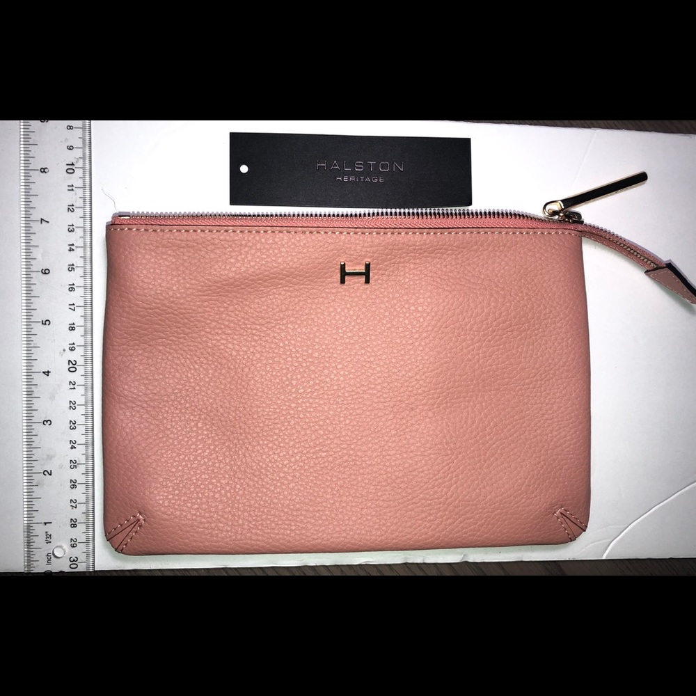 NEW - HALSTON POUCH - Pebble w/ glazed PINK CLAY